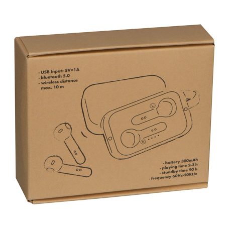 Barcelona Bluetooth fülhallgató bambusz dobozban