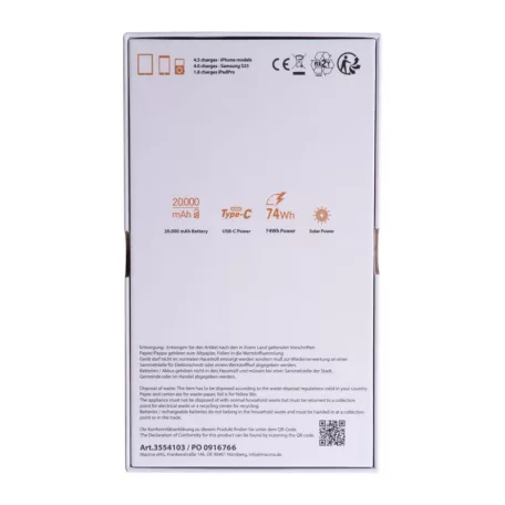MoLu Tallahassee napelemes powerbank, 20.000 mAh