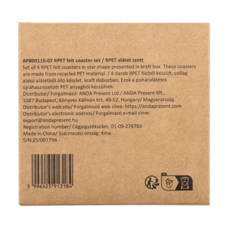 Vagnes RPET karácsonyi poháralátét szett