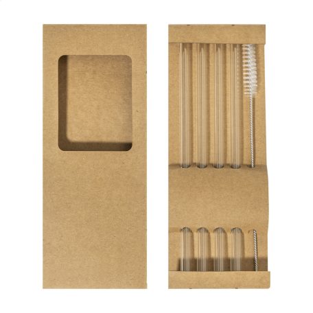 Borosip üveg szívószál szett