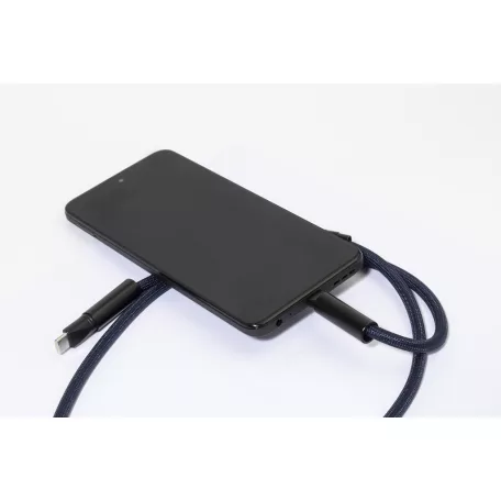 HolCharge 60 W-os RPET mobiltartós nyakpánt kábellel