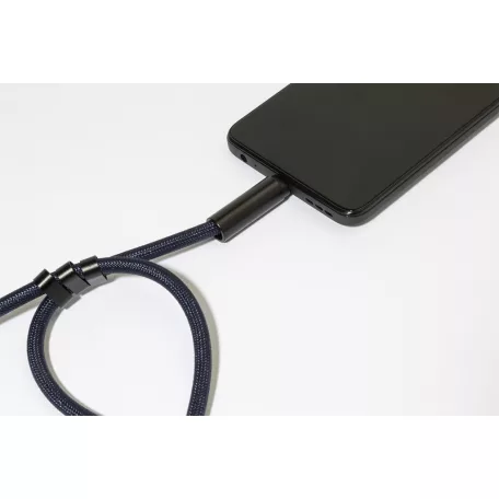CuffCharge 60 W-os RPET mobiltartós csuklópánt kábellel