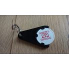 Műanyag bevásárló kulcstartó és bevásárlókocsi érme