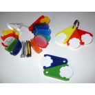 Műanyag bevásárló kulcstartó és bevásárlókocsi érme