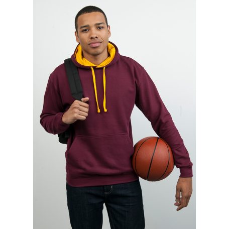 Just Hoods AWJH003 unisex pulóver kontrasztos kapucnival