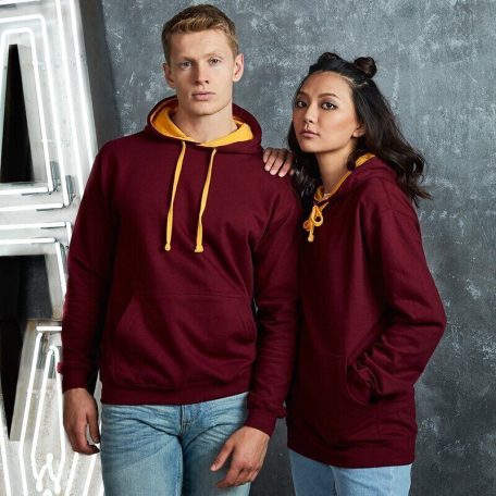 Just Hoods AWJH003 unisex pulóver kontrasztos kapucnival