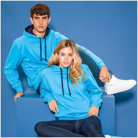 Just Hoods AWJH003 unisex pulóver kontrasztos kapucnival