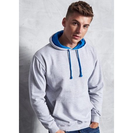 Just Hoods AWJH003 unisex pulóver kontrasztos kapucnival