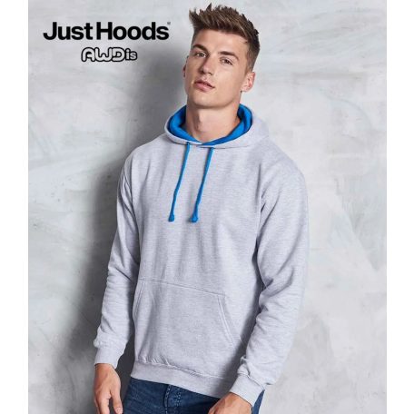 Just Hoods AWJH003 unisex pulóver kontrasztos kapucnival
