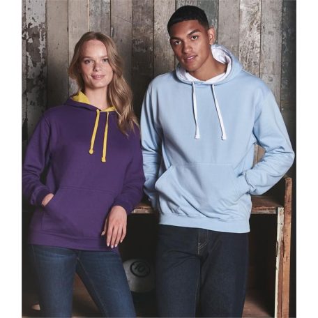 Just Hoods AWJH003 unisex pulóver kontrasztos kapucnival