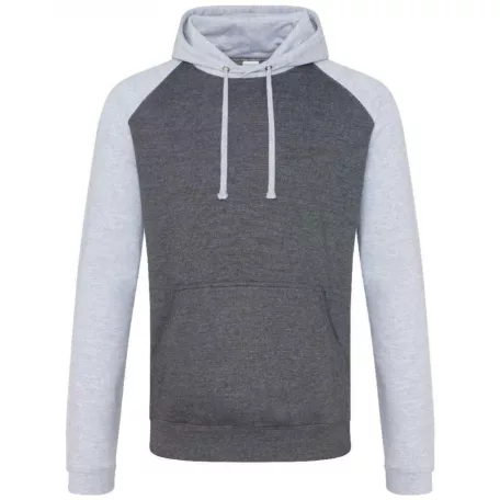 Just Hoods AWJH009 unisex pulóver kontrasztos ujjakkal és kapucnival