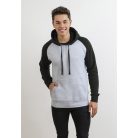 Just Hoods AWJH009 unisex pulóver kontrasztos ujjakkal és kapucnival