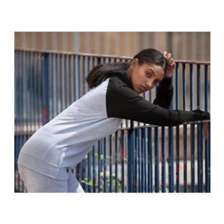 Just Hoods AWJH009 unisex pulóver kontrasztos ujjakkal és kapucnival