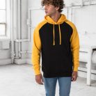 Just Hoods AWJH009 unisex pulóver kontrasztos ujjakkal és kapucnival