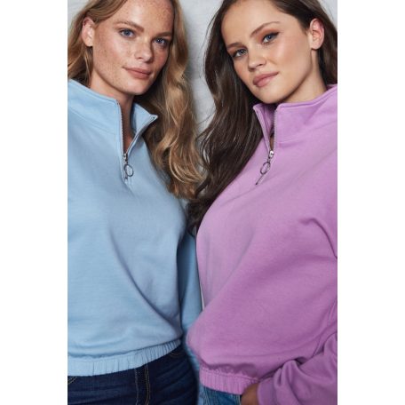 Just Hoods JH037 női divat pulcsi, álló nyakkal, cipzáras