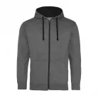 Just Hoods JH053 unisex cipzáras pulóver kontrasztos kapucnival