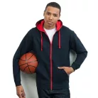 Just Hoods JH053 unisex cipzáras pulóver kontrasztos kapucnival