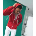 Just Hoods JH053 unisex cipzáras pulóver kontrasztos kapucnival