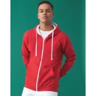 Just Hoods JH053 unisex cipzáras pulóver kontrasztos kapucnival