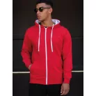 Just Hoods JH053 unisex cipzáras pulóver kontrasztos kapucnival