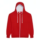 Just Hoods JH053 unisex cipzáras pulóver kontrasztos kapucnival