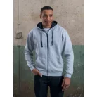Just Hoods JH053 unisex cipzáras pulóver kontrasztos kapucnival