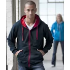 Just Hoods JH053 unisex cipzáras pulóver kontrasztos kapucnival