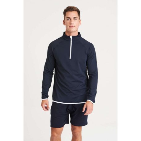 Just Cool JC031 férfi hosszúujjú, félcipzáras technikai póló fényvisszaverő kidolgozással