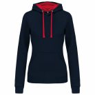 Kariban KA465 női pulóver kontrasztos kapucnival