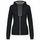 Kariban KA467 női cipzáros pulóver kontrasztos kapucnival