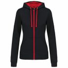 Kariban KA467 női cipzáros pulóver kontrasztos kapucnival