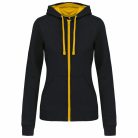 Kariban KA467 női cipzáros pulóver kontrasztos kapucnival