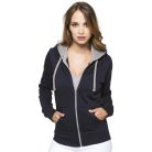 Kariban KA467 női cipzáros pulóver kontrasztos kapucnival