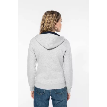 Kariban KA467 női cipzáros pulóver kontrasztos kapucnival