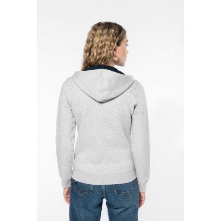 Kariban KA467 női cipzáros pulóver kontrasztos kapucnival