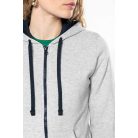 Kariban KA467 női cipzáros pulóver kontrasztos kapucnival