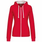 Kariban KA467 női cipzáros pulóver kontrasztos kapucnival