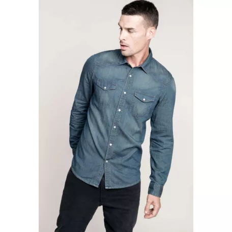 Kariban KA519 férfi hosszú ujjú farmer ing