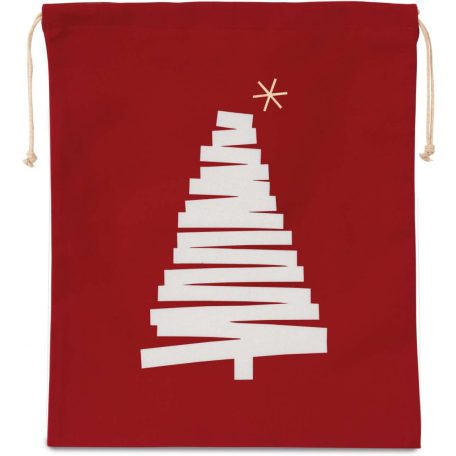 Kimood karácsonyfa mintás pamut zsák, piros