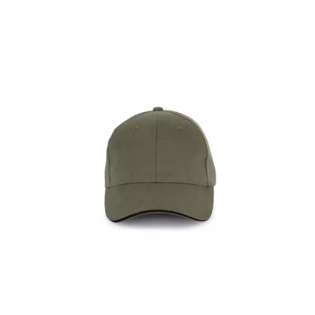 K-UP KP198 CAP IN ORGANIC COTTON WITH CONTRASTING SANDWICH PEAK - 6 PANELS U