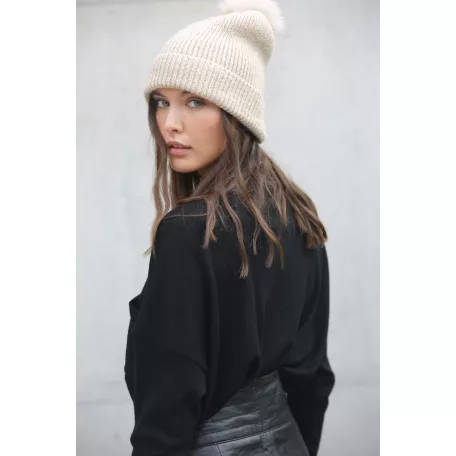 K-UP KP555 KNITTED BOBBLE BEANIE IN RECYCLED YARN U