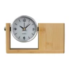 Bambusz asztali írószertartó analóg órával