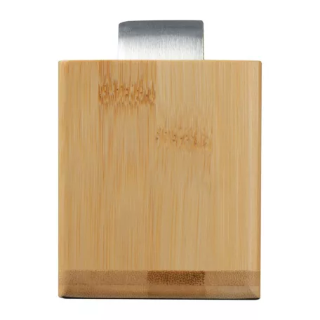 Bambusz asztali írószertartó analóg órával