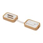 Bluetooth fülhallgató bambusz dobozban