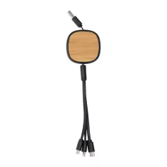 4 az 1-ben USB töltőkábel, bambusz betéttel