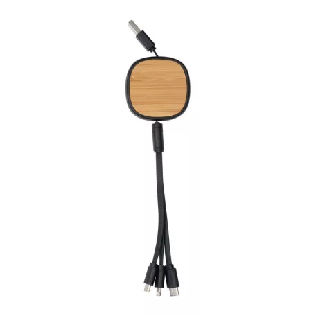4 az 1-ben USB töltőkábel, bambusz betéttel