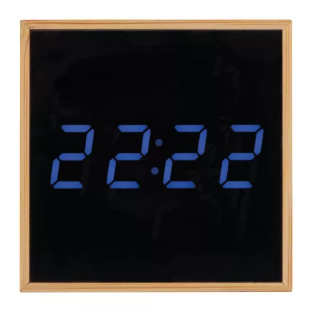 Fa asztali óra kék LED kijelzővel