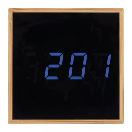 Fa asztali óra kék LED kijelzővel