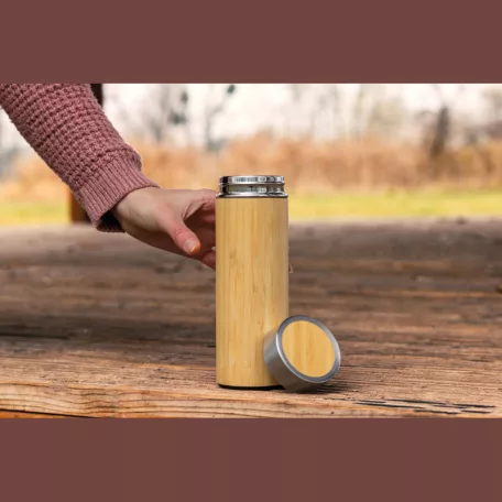 Acél termosz bambusz bevonattal, 350 ml