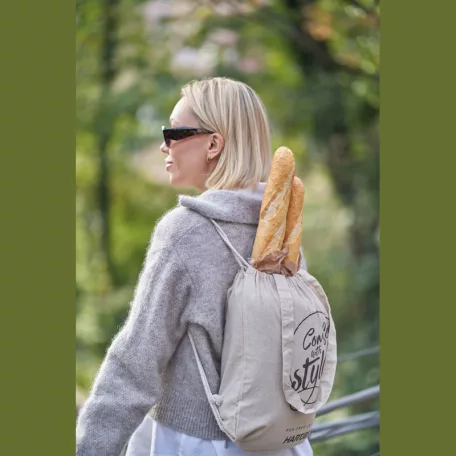 Újrahasznosított pamut tornazsák, 140 g/m²